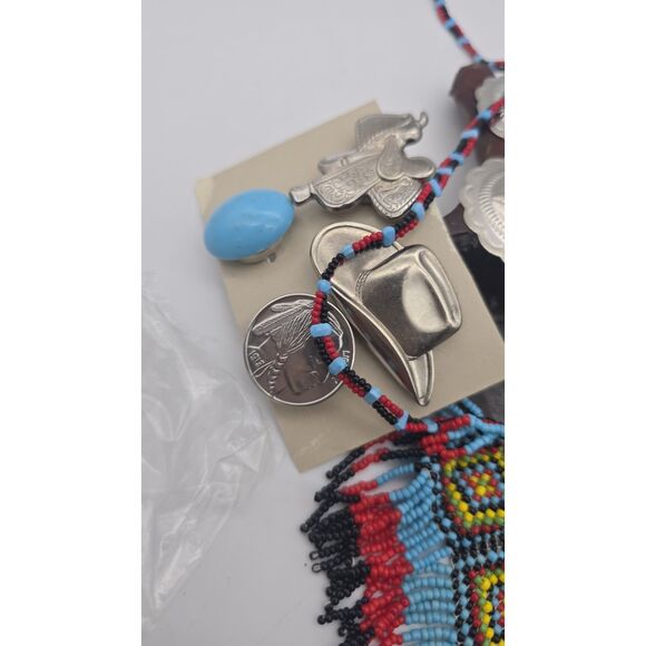Vtg Native American Style Seed Bead Jewelry, Shank Buttons, Concho, Craft.. - Picture 11 of 16